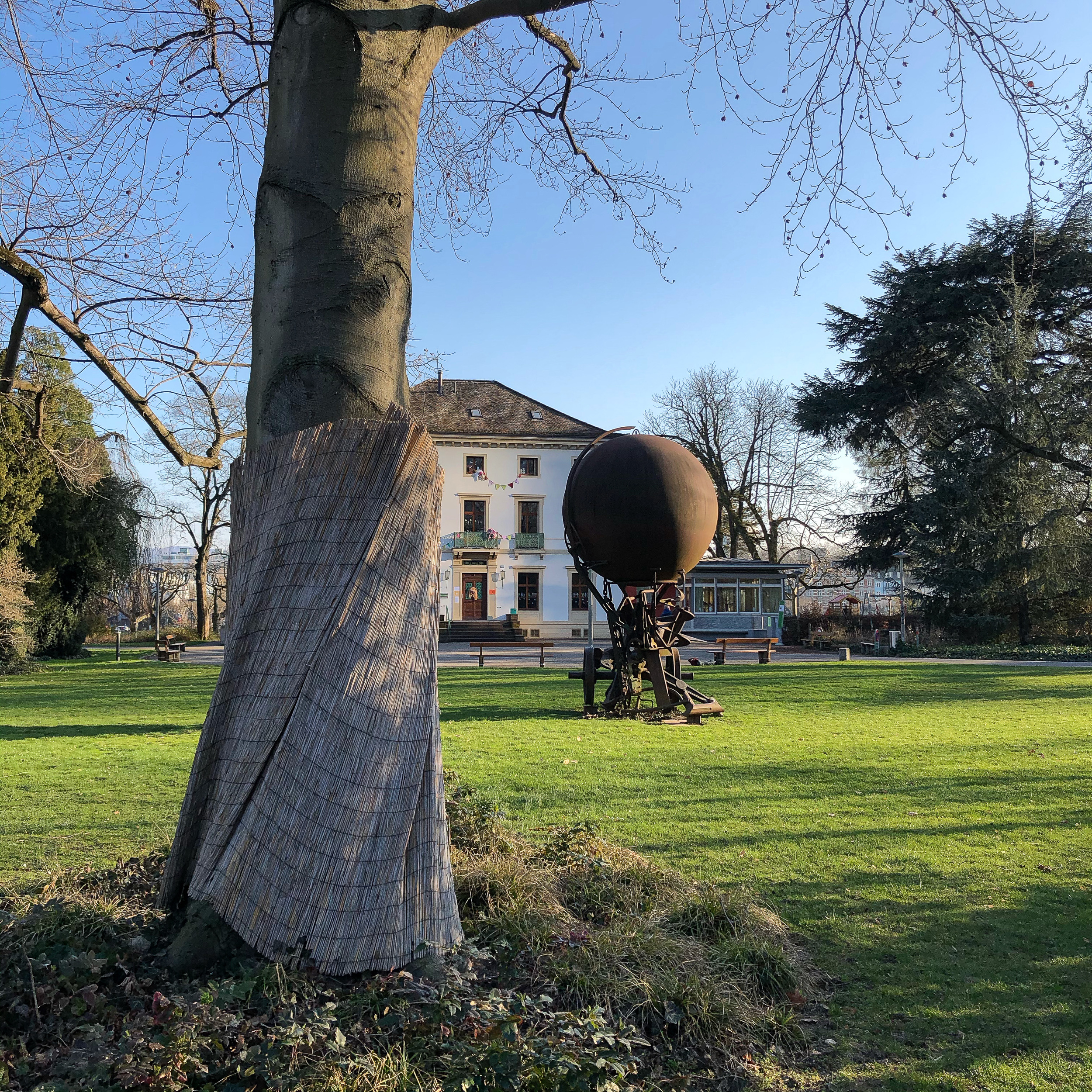 The sphere and the grumpy tree with skirt